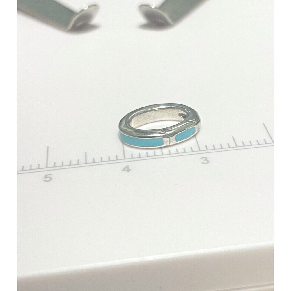Tiffany & Co Blue Enamel Silver Clasping Jump Ring Extension Pendant Bracelet - Picture 4 of 10
